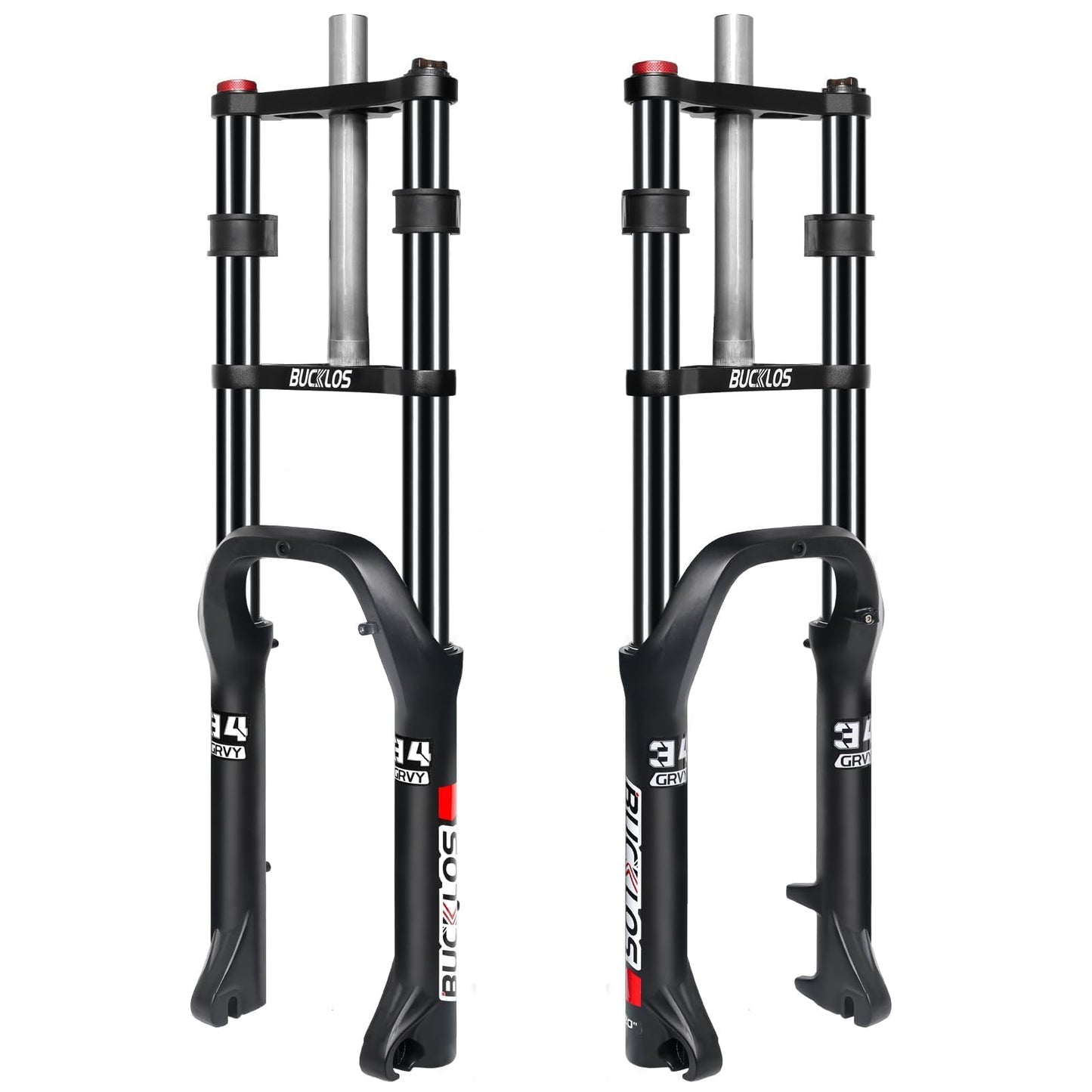 BUCKLOS 20 inch 4.0 Fat Tire Bike Suspension Fork, 180mm Travel 135mm Spacing Hub 9mm QR Ebike Oil MTB Fat Fork, Double Crown 1-1/8 Straight Electric Bicycle Front Fork, Snow Beach Mountain Bike