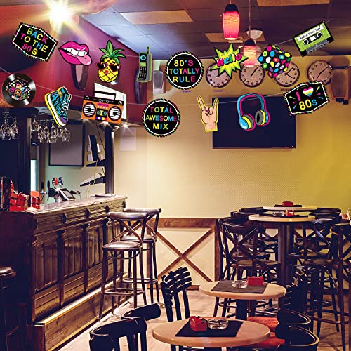 Blulu 80s Party Decorations, 80s Theme Birthday Party Supplies Banners Door Cover Photo Booth Props Hip Hop Backdrop Table...