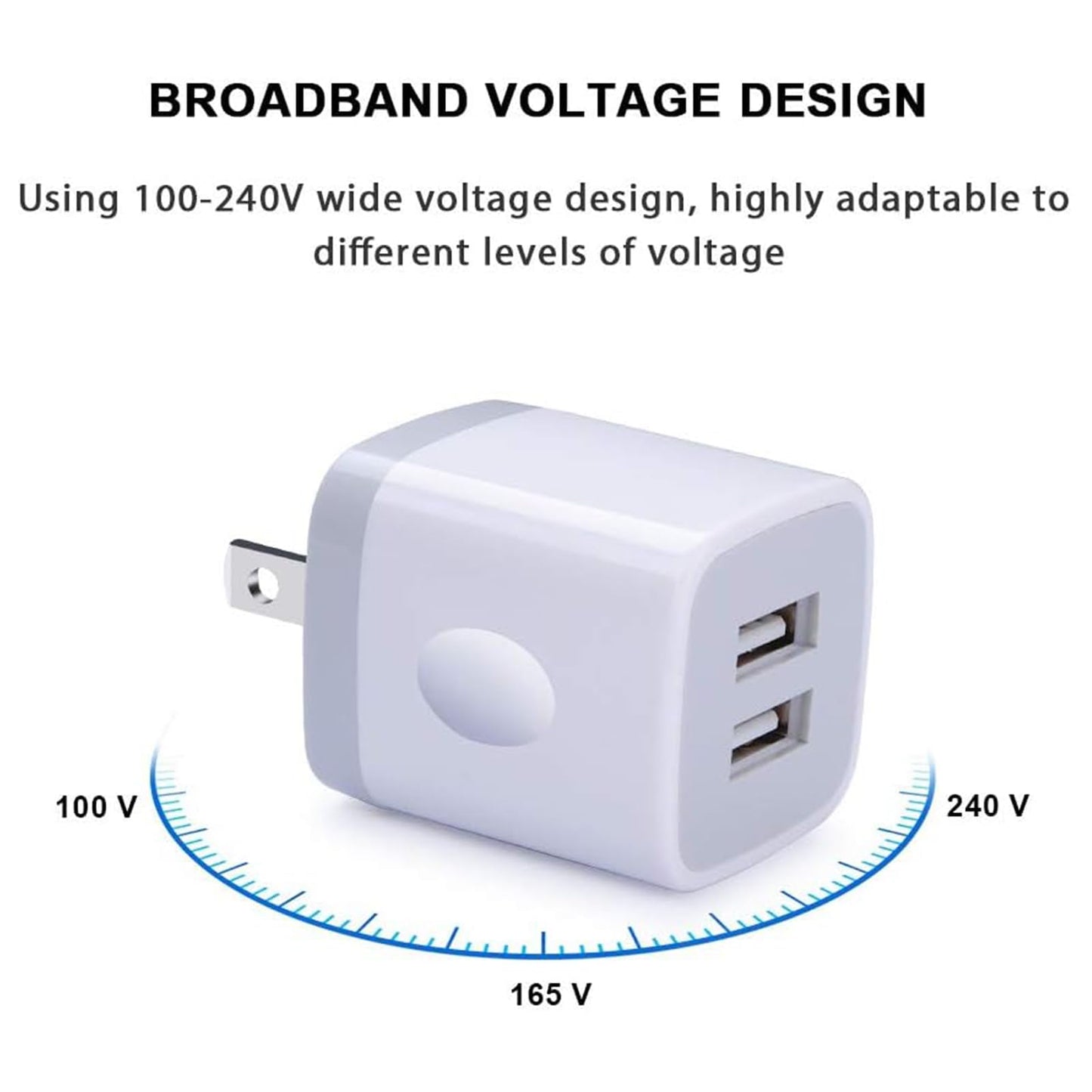 Usb Charger Wall Plug, Fivebox 5Pack 2.1Amp Fast 2Ports Usb Wall Power Adapter Charging Block Base Charger Brick Cube Box For Ip