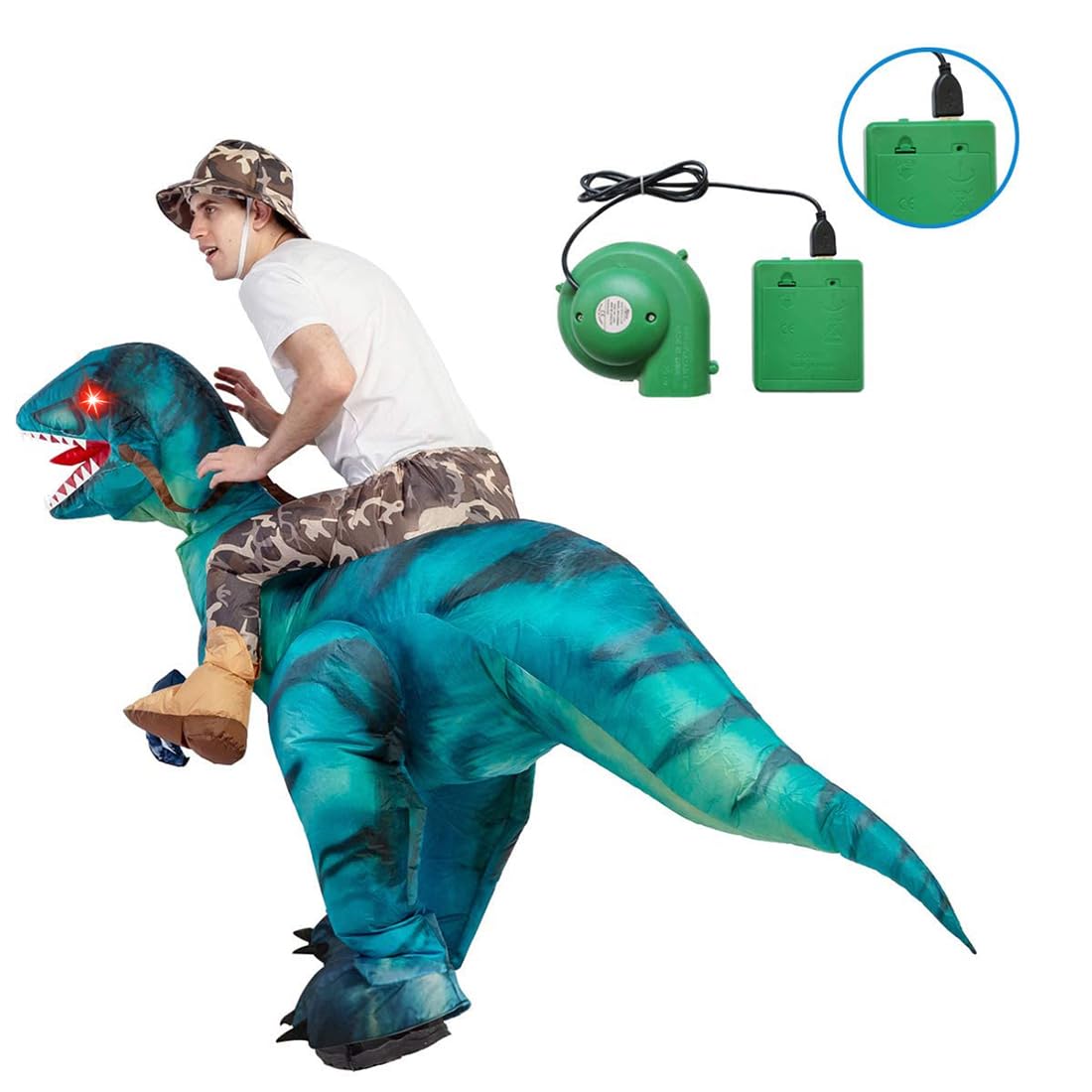 GOOSH Inflatable Dinosaur Costume for Adult Riding T Rex Funny Blow up Women Man Costume for Halloween Fancy Dress Party Cosplay