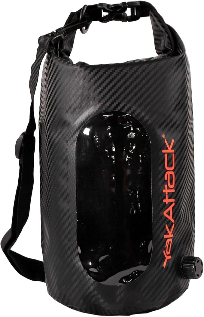 YakAttack 5L Roll-Top Drybag with Air Valve - Black Carbon | Waterproof Marine Dry Bag for Kayaking, Boating & Paddleboard...