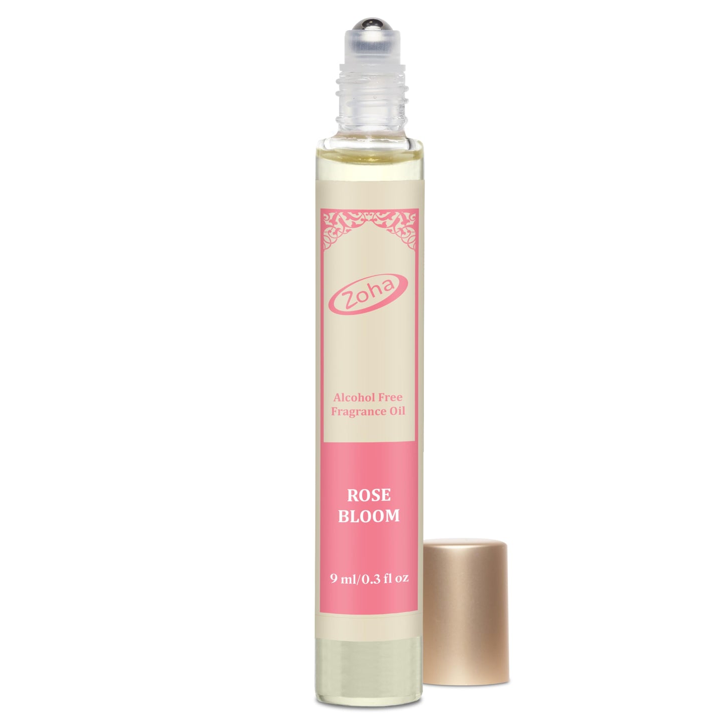 Zoha Rose Bloom - Rose Perfume for Women and Men, Alcohol Free Perfume Oil Roll On, Natural Clean Travel Size Parfum, 9ml Roller