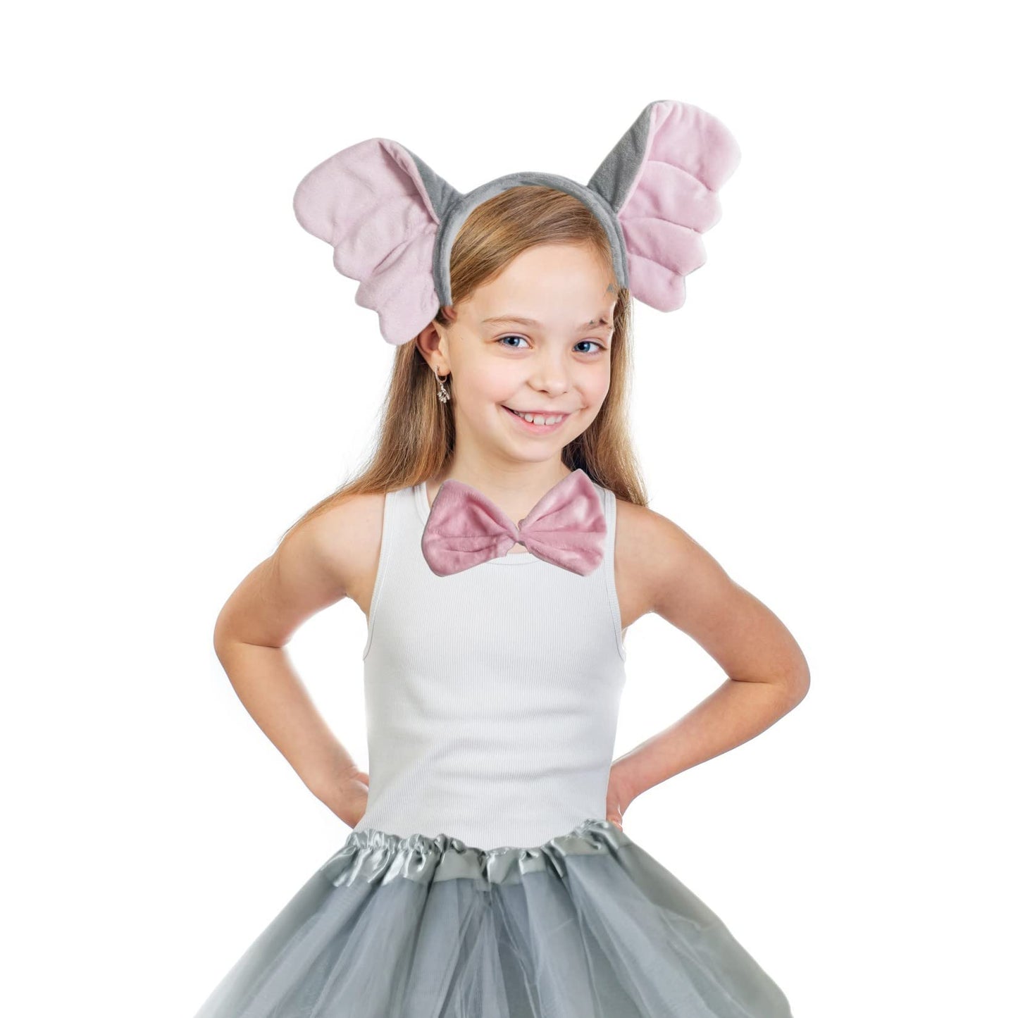 Bwerfuet 4 Pieces Elephant Costume Tutu Set Animal Themed Dress Costume Bow Tie Tail Kit for Halloween Party Dress Up