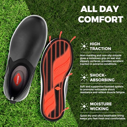 Showave Deck Shoes for Women Waterproof Garden Shoes Slip-on Rain Shoes Breathable Ruber Mud Shoes for Outdoor Fishing Wal...