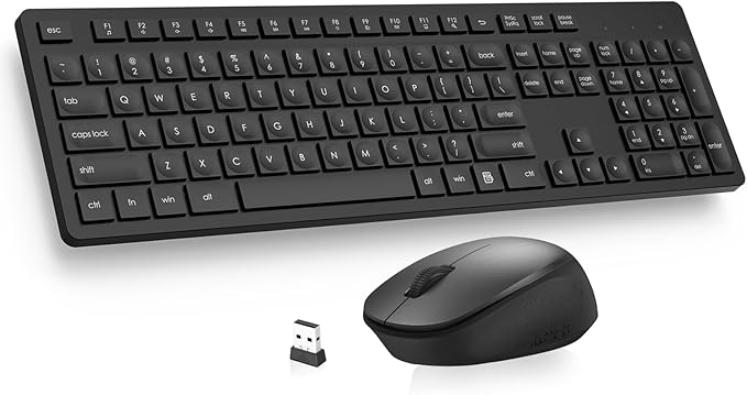LeadsaiL Wireless Keyboard and Mouse Combo, Full-Sized Ergonomic Computer Keyboard, 2.4GHz Cordless Keyboard Silent Mouse ...