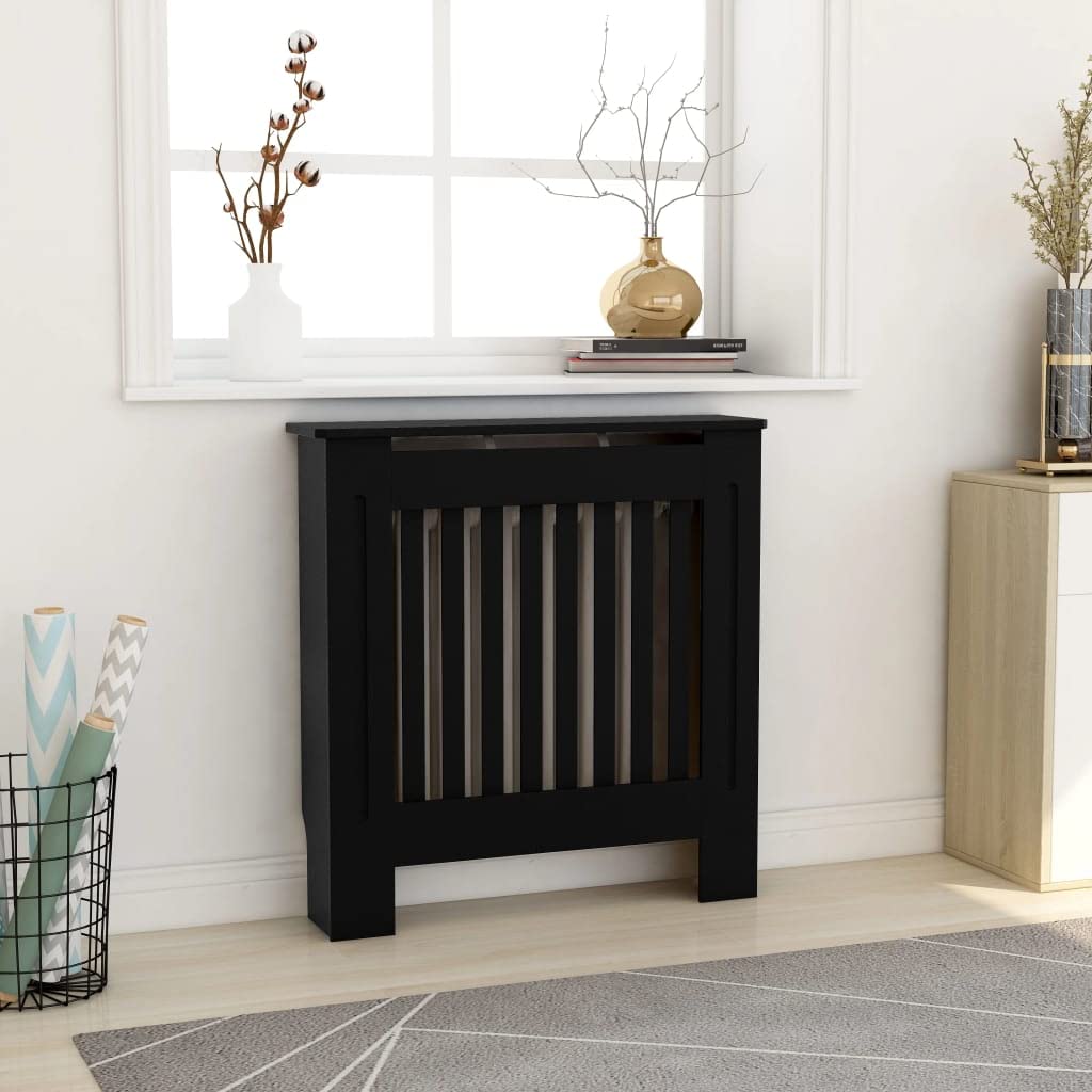 GOLINPEILO Black Radiator Cover MDF Heating Radiator Cabinet Living Room Furniture Decor, 30.7" x 7.5" x 32.1", Vertical Design