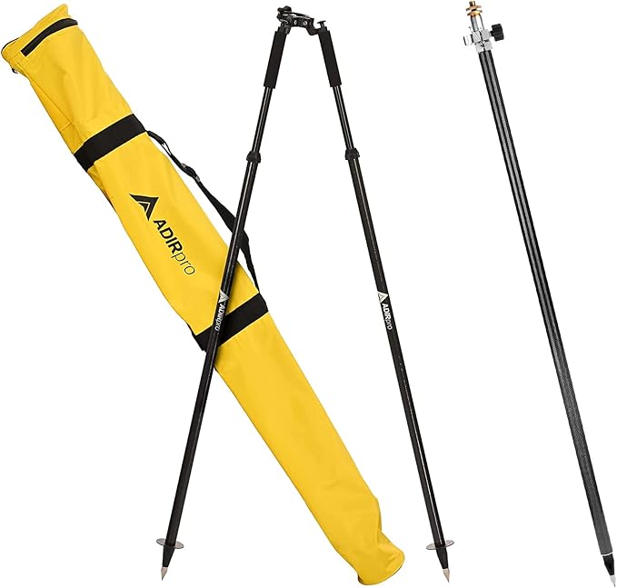 AdirPro 8.5-Foot Carbon Fiber Prism Pole with Adjustable Tip, & AdirPro Prism Pole Bipod Bundle