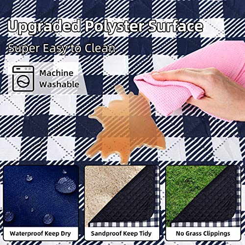ZAZE Picnic Blankets Machine Washable, 80''x80'' Extra Large Waterproof Sandproof Foldable Compact Beach Blanket, Oversize...