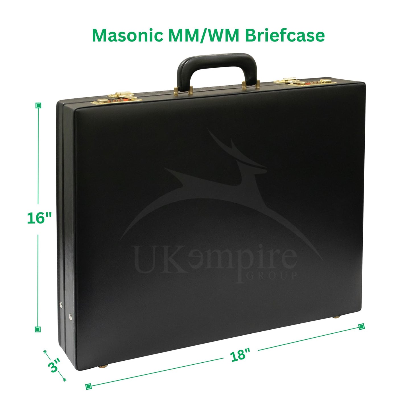 Premium Masonic Regalia MM/WM Apron Hard Case Briefcase, Black Leather – Freemason Bags & Cases (Imitation Leather)