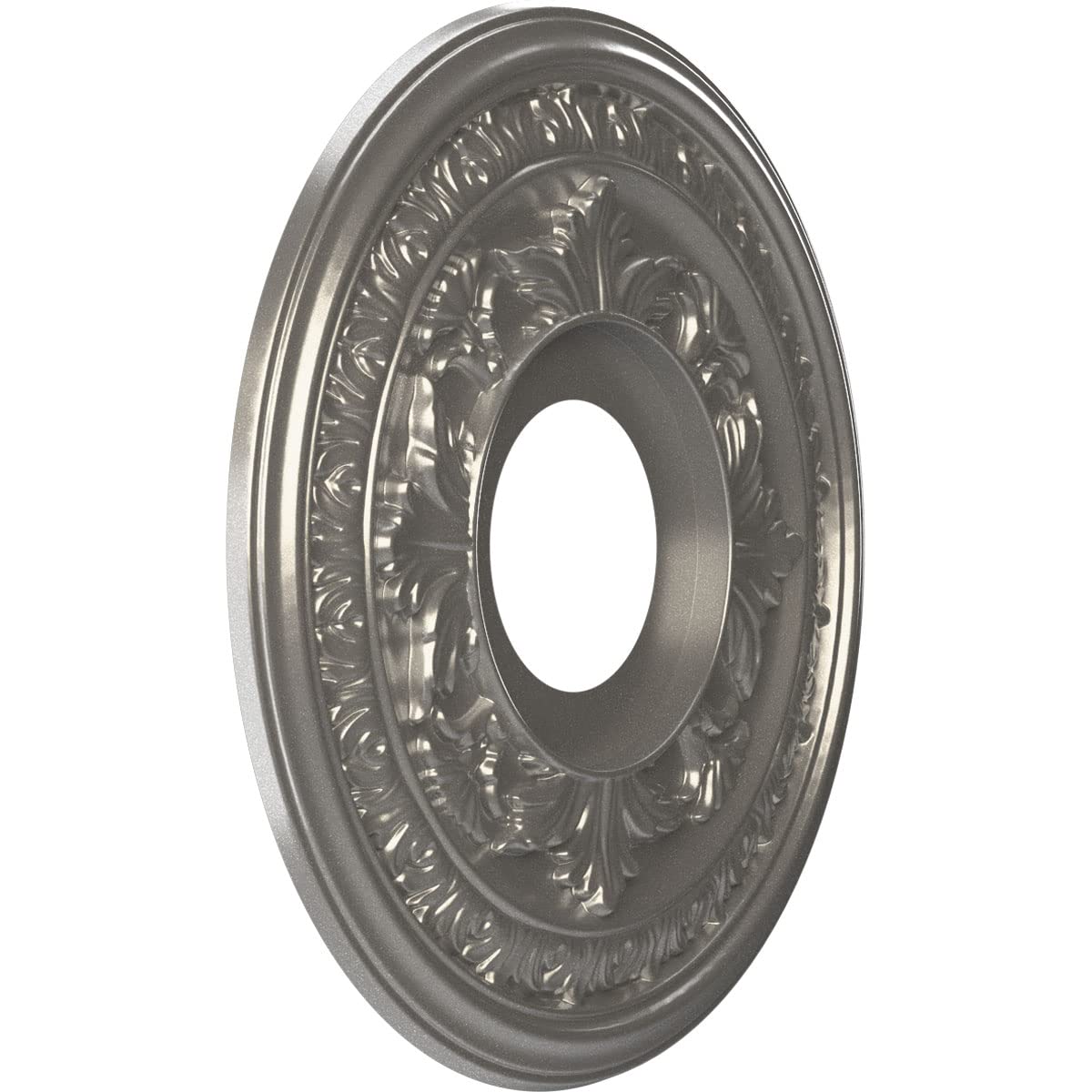 Ekena Millwork 13Od X 3 1/2Id X 3/4P Baltimore Thermoformed Pvc Ceiling Medallion (Fits Canopies Up To 5 1/4), Aged Dark Steel
