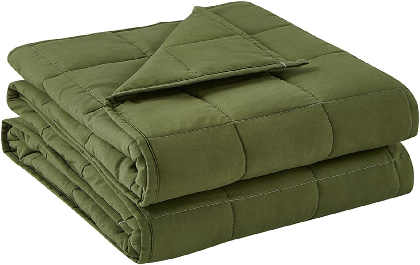 BB BLINBLIN Weighted Blanket Heavy Blanket for Cool & Restful Sleep, Premium Soft Material and Glass Beads (Veridian Green, 60''x80'' 12lbs), Suit for Adult(~110lb) Use on Queen/King Bed