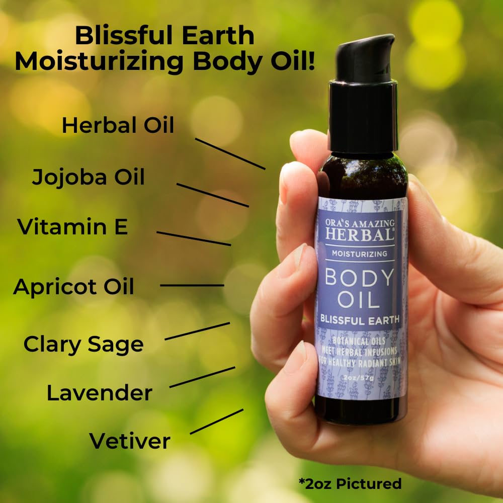 Lavender Bath Oil, Herbal Infused Moisturizing Body Oil for Women with Organic Jojoba Calendula Thyme Vetiver for Relaxation & D