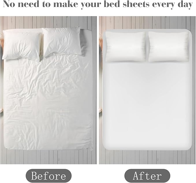 Morcheiong 2 Pack Bed Sheet Fasteners Straps Adjustable Bed Sheet Holder Bands with Sheet Clips for Bedding Stays Bedsheet Tie Downs - Grey