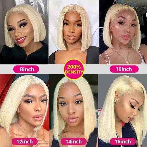 Blonde Bob Wig Human Hair 613 Lace Front Wigs Human Hair 200% Density 13x4 HD Lace Frontal Wig Pre Plucked With Baby Hair Glueless Short Straight Bob Wigs for Women (14 inch, 613 bob wig)