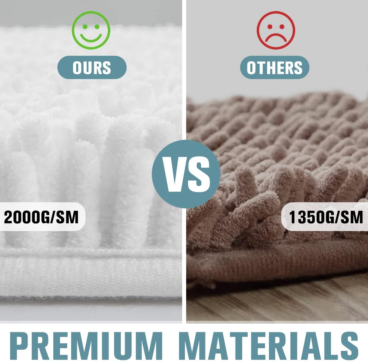 SONORO KATE Bathroom Rug,Non-Slip Bath Mat,Soft Cozy Shaggy Thick Bath Rugs for Bathroom,Plush Rugs for Bathtubs,Water Absorbent Rain Showers and Under The Sink (White, 17" x 47" Plus 17" x 24")