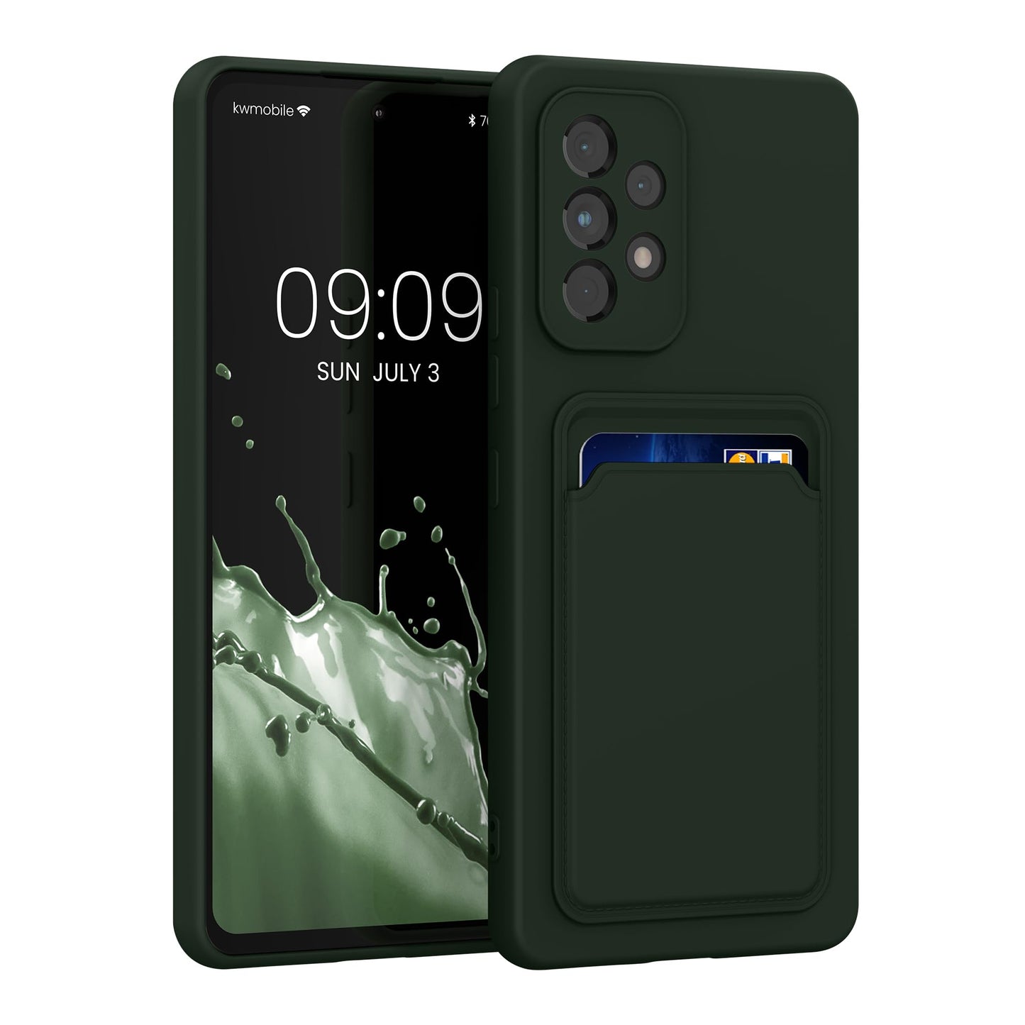 Kwmobile Case Compatible With Samsung Galaxy A53 5G Case - Tpu Phone Cover With Credit Card Holder - Dark Green