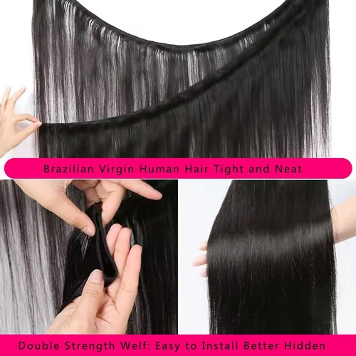 12A Brazilian Straight Human Hair 3 Bundles 18 20 22 Inch Straight Bundles Human Hair 100% Unprocessed Virgin Hair Weave Bundles Natural Color for Women（18 20 22）