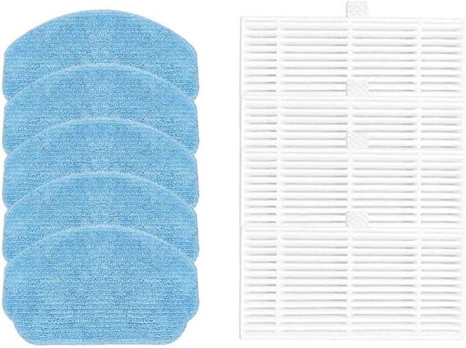 Reusable Microfiber Mop Pads and Filter Accessories for MAfor MNV BR150 BR151, for ONSON BR150 BR151, for MANVINS G20 Robot Vacuum Cleaner - 9 Piece Set (White/Blue)
