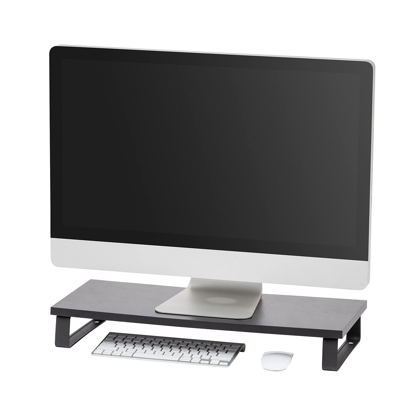 Iris Usa 1-Tier Multi-Purpose Modern Pc Monitor Organizer Stand With Metal Legs, Ergonomic Desktop And Countertop Riser For Comp