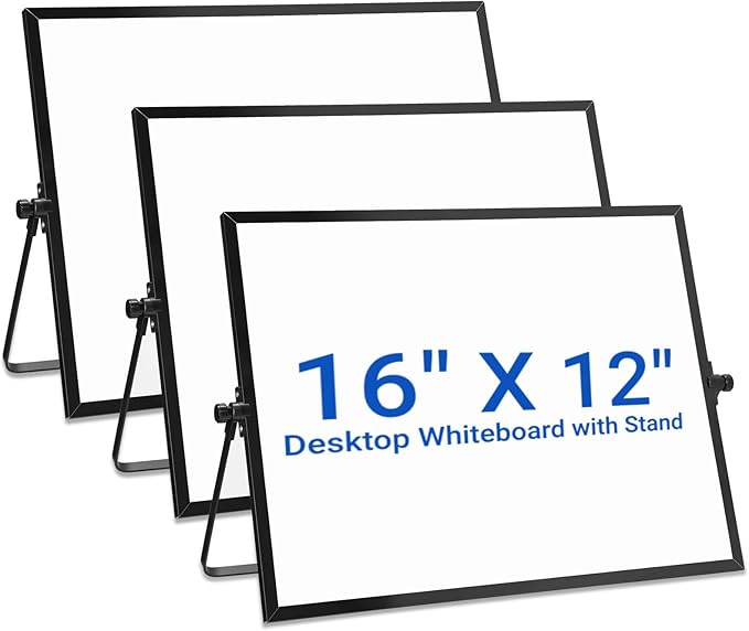 3 Pcs Dry Erase Whiteboard 16" x 12" Desktop Whiteboard Calendar Double Sided Magnetic White Board Dry Erase Board with St...