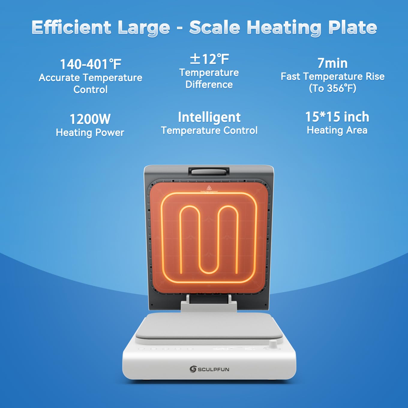 SCULPFUN H1 Auto Heat Press Machine 15x15 – World's First Upward Pressing, Even Pressure Up to 176lbs, Rapid Even Heating 7min for DTF, HTV, T-Shirts, Sublimation, Vinyl with Auto Safety Shutoff