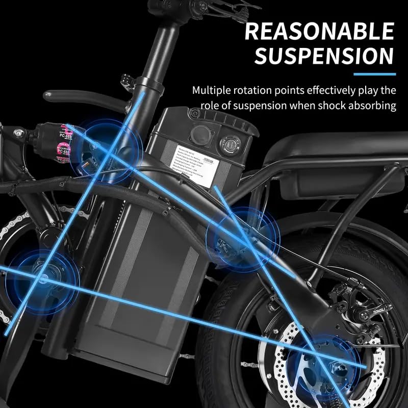 Electric Bike for Adults, Peak 500W Brushless Motor Folding, 48V12AH Removable Battery, 23MPH Ebike with 35 Miles Range & PAS Mode, 14" Adults Electric Bicycles Commuting -Certified e Bike (T1 Black)