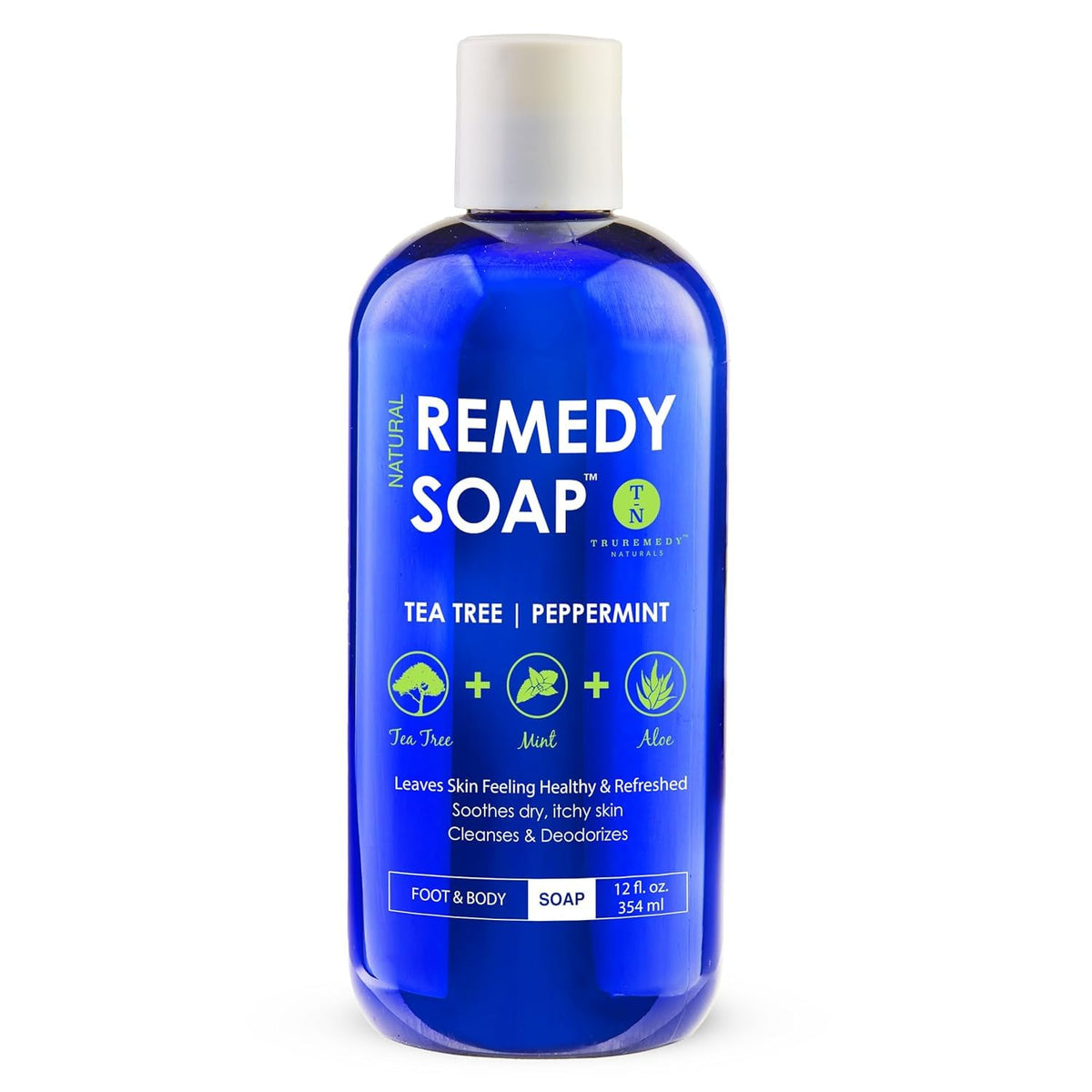 Truremedy Naturals 12 oz Tea Tree Oil Body Wash - Invigorating Tea Tree Soap with Peppermint, Aloe, Eucalyptus, Coconut and Oliv