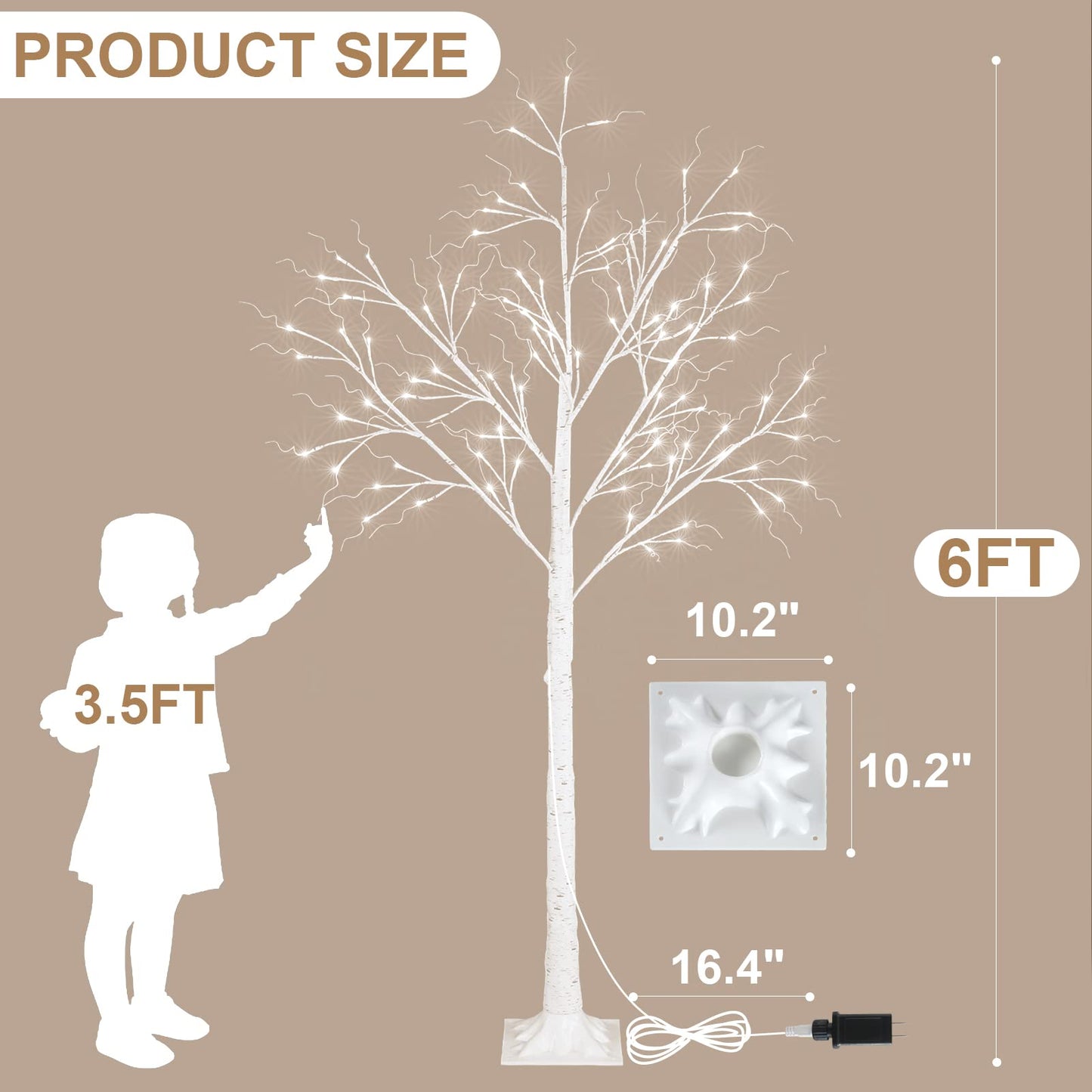 Fanshunlite Lighted Warm White Birch Tree 6FT 96 LED for Independence Day Party Decorations Home Wedding Festival, Indoor Outdoor Use