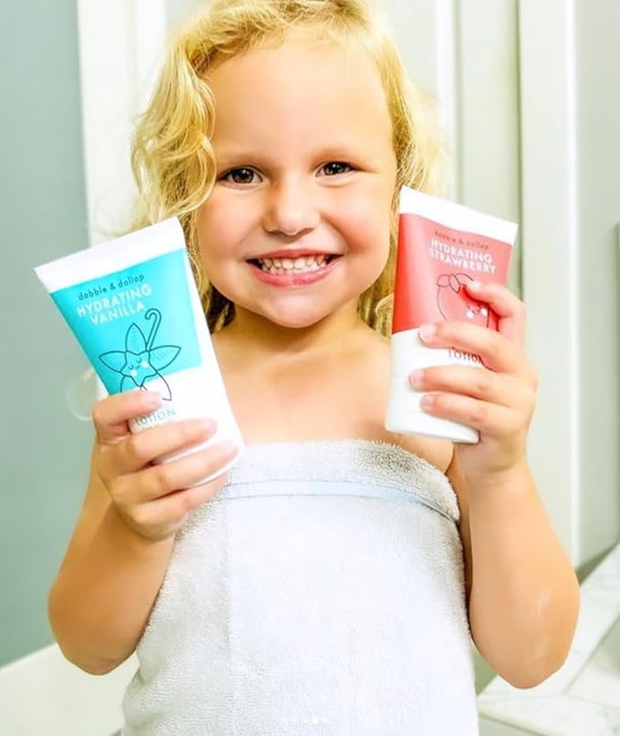 Dabble & Dollop Vanilla Lotion, Layering Lotion, Hydrating Scented Lotions for Kids, Dermatologist Tested, Vegan & Cruelty-Free (3.4oz, Pack of 2)