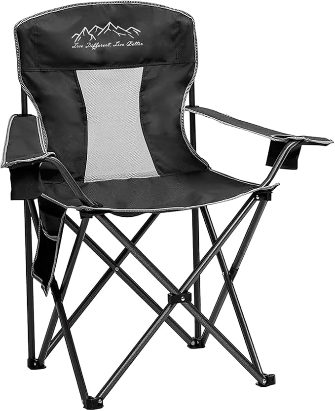 SAILARY Outdoor Folding Camping Chair with Cup Holder, Storage Bag, Large Anti-Sink Feet, 325lbs Capacity, Breathable Mesh...