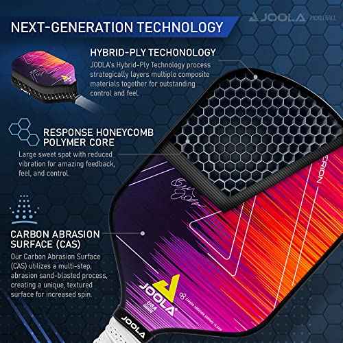 JOOLA Ben Johns Hyperion Pickleball Paddle - Select Raw Carbon Surface or Carbon Abrasion Surface for Increased Power and Spin - Elongated Grip Handle - Carbon Fiber Pickleball Paddle - USAP Approved