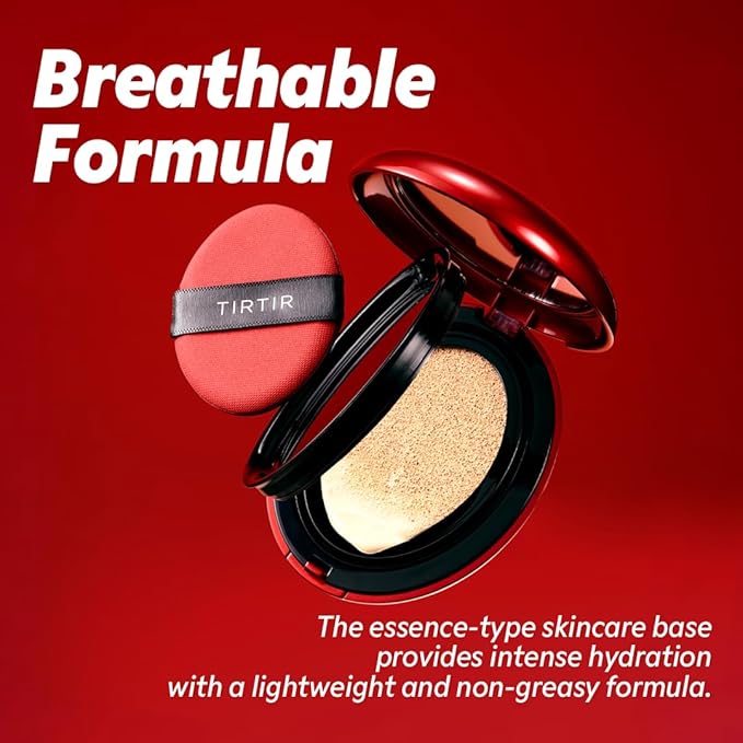 TIRTIR Mask Fit Red Cushion Foundation | Full coverage, Weightless, Skin fit, Satin Glow Finish, Korean Makeup BB Foundation, beauty, Tattoo cover up, Buildable (#13W Cream, 0.63 Fl Oz)