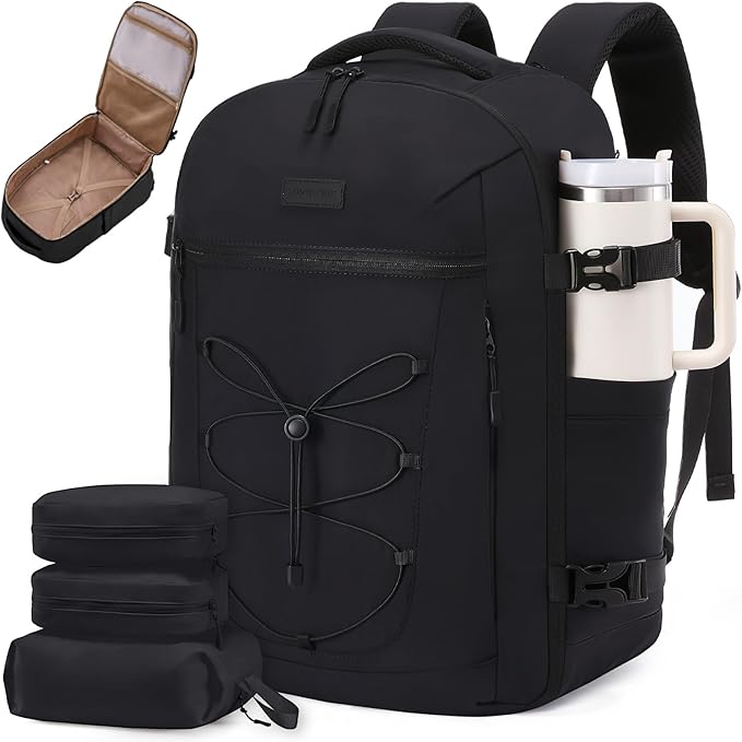 LOVEVOOK Travel Backpack,50L Carry On Backpack Large Fits 18" Laptop,TSA Personal Item Travel Bag with 3 Packing Cubes,Wat...