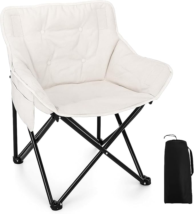 Redbaker 1 Pack Padded Camping Chair Oversized Portable Fishing Lawn Chair Light Weight Camp Outdoor with Padded Seats and...