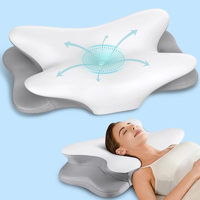 Cervical Neck Pillow for Pain Relief - Ergonomic Side Sleeper Pillow for Neck Support, Contour Pillow for Bed Sleeping, Co...