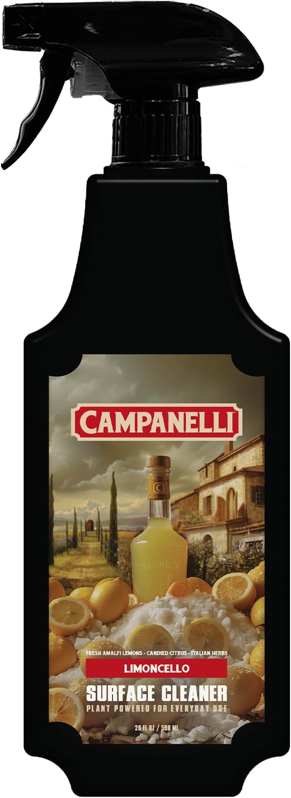 CAMPANELLI Plant-Powered Surface Cleaner – Luxury Fragrance-First Formula for Kitchen, Bathroom & Home – Non-Toxic, Food-Contact Safe, Eco-Friendly, 20 oz - Limoncello Scent