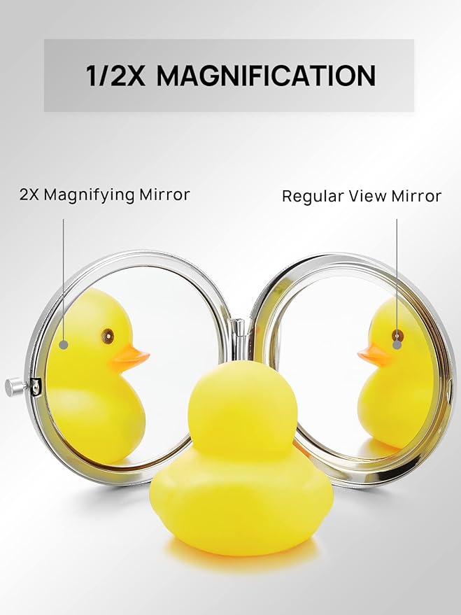 Compact Mirror Bulk, Pack of 6 Double-Sided 1X/2X Magnifying Metal Makeup Mirrors(Round, Silver)