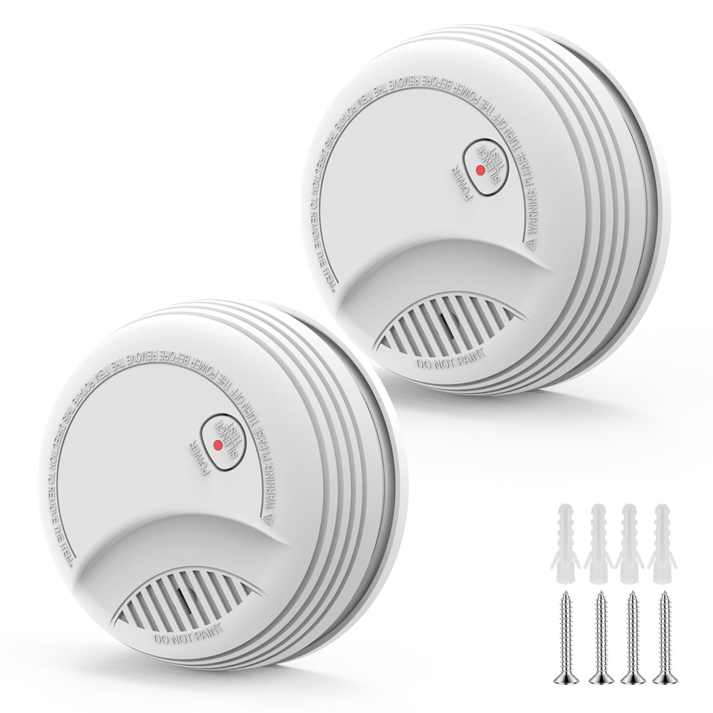 2 Pack Smoke Detector, Photoelectric Sensor Battery-powered Fire Smoke Alarm, LED warning light 85 dB alarm sound, low battery warning, mute and test buttons, suitable for living rooms, bedrooms, etc.