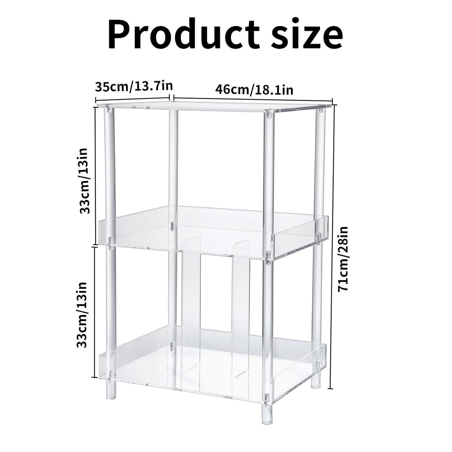 Antilope 18x14 Acrylic Record Player Stand with Vinyl Storage, 3 Tiers Large Turntable Stand Holder Up to 200 Albums, Record Player Table Cabinet Organizer for Living Room Bedroom Corner (Clear)