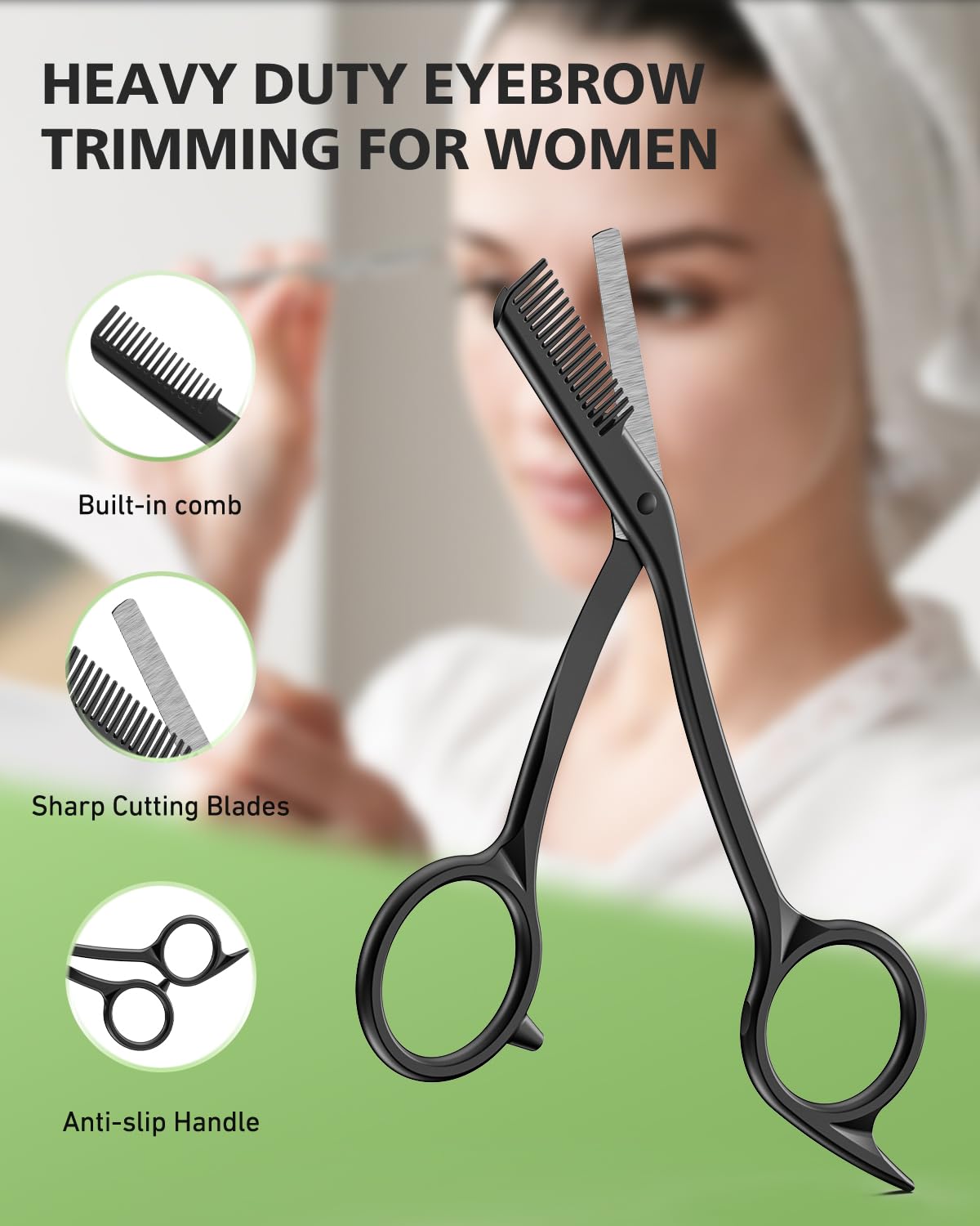 BALUCA Eyebrow Scissors with Comb | Professional Stainless Steel Eyebrow Trimmer for Women & Men | Dual-Design Precision Eye Bro