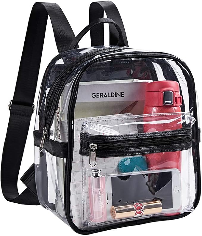 Mini Clear Backpack,Stadium Approved Clear Bag with Front Accessory Pocket, Heavy Duty See Through Backpack for Festivals,...
