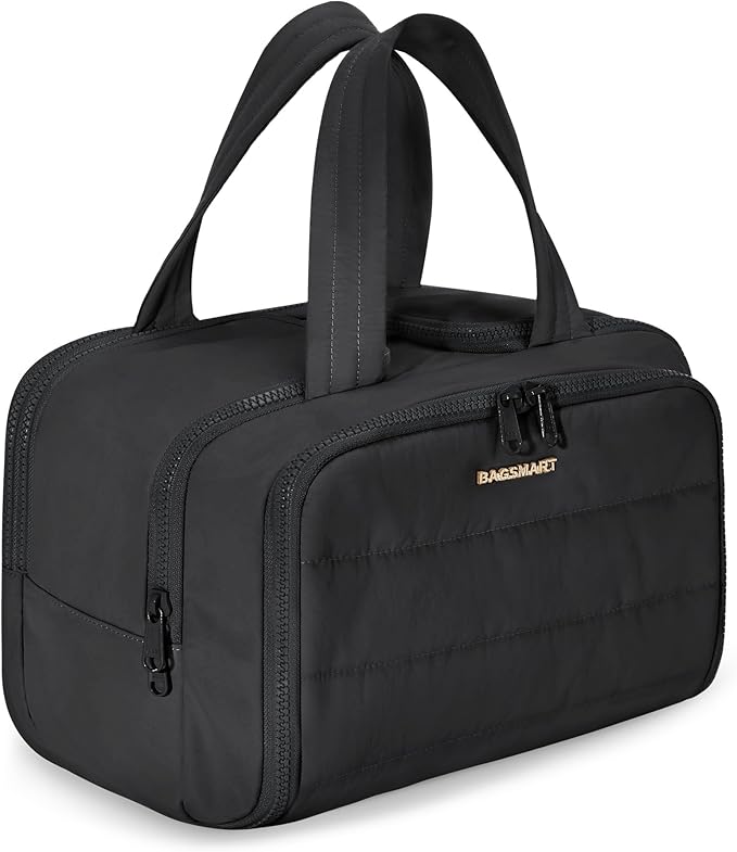 BAGSMART Travel Toiletry Bag, Lightweight Large Wide-open Travel Bag for Women, Puffy Cosmetic Makeup Bag Organizer with H...