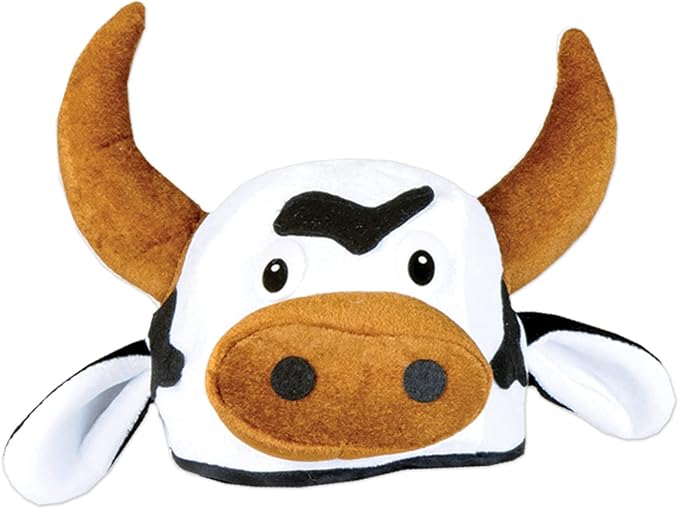 Beistle NoveltBeistle Unisex Plush Cow Head Hat – Western Themed Novelty Cap, Farm Animal Party Supplies, Halloween Costum...