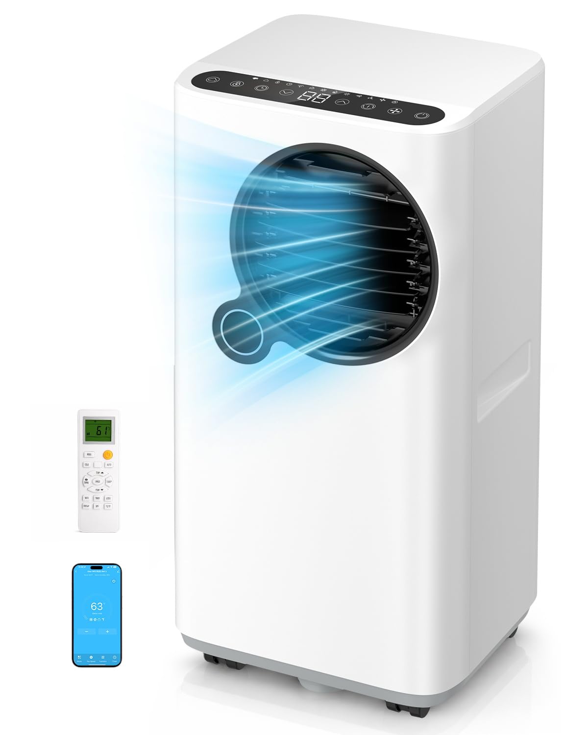 16,000 BTU Portable Air Conditioners for Large Rooms up to 750 Sq. Ft., 6-in-1 Smart Portable AC Unit with WiFi App, 50dB Quiet Sleep Mode, 24H Timer, Dehumidifier Fan for Bedroom, Living Room, Office