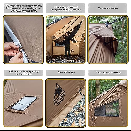 OneTigris COZSHACK Hot Tent, Large Spacious 4 Person Tent with Stove Jack, Windproof Waterproof Tent for Wood Stove Bushcr...