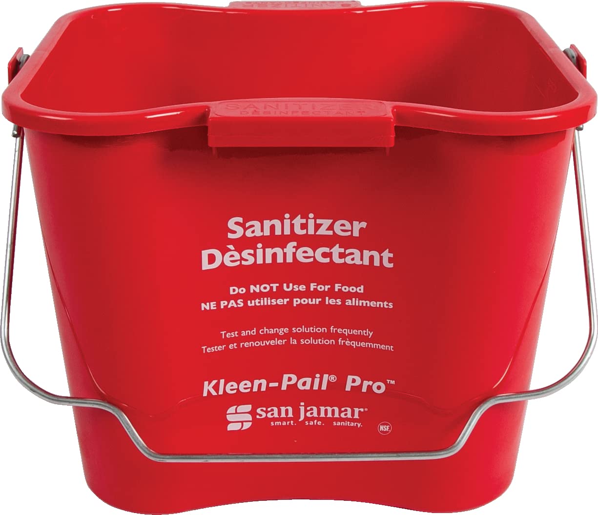 San Jamar Kleen-Pail Pro Sanitizer Pail Cleaning Bucket with Bail Handle for Cleaning, Kitchens, Restaurants, And Janitorial Use, Plastic, 6 Quarts, Red