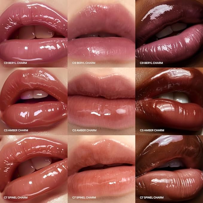 ENTROPY Makeup 2-in-1 Charm Shiny Glowy Lip & Cheek Gloss Tint Keychain, High Pigment Glossy Lip Color & Plumping Gloss, C10 Taaffeite Charm