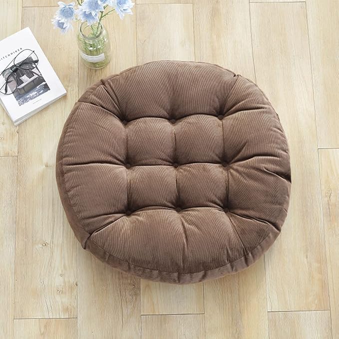 Tiita Round Chair Cushions 22x22 Inch Outdoor Seat Pads Set of 2 Throw Floor Pillows for Adults Sitting Patio Garden, Coffee