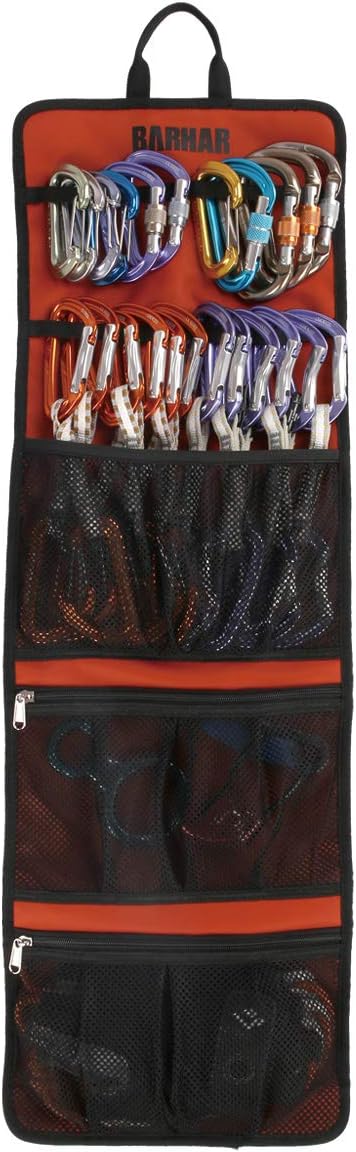 Climbing Quickdraw Hanging Storage Bag, Carabiner Hook Gear Equipment Parts Collections, Durable Foldable Bundled Roll Ant...