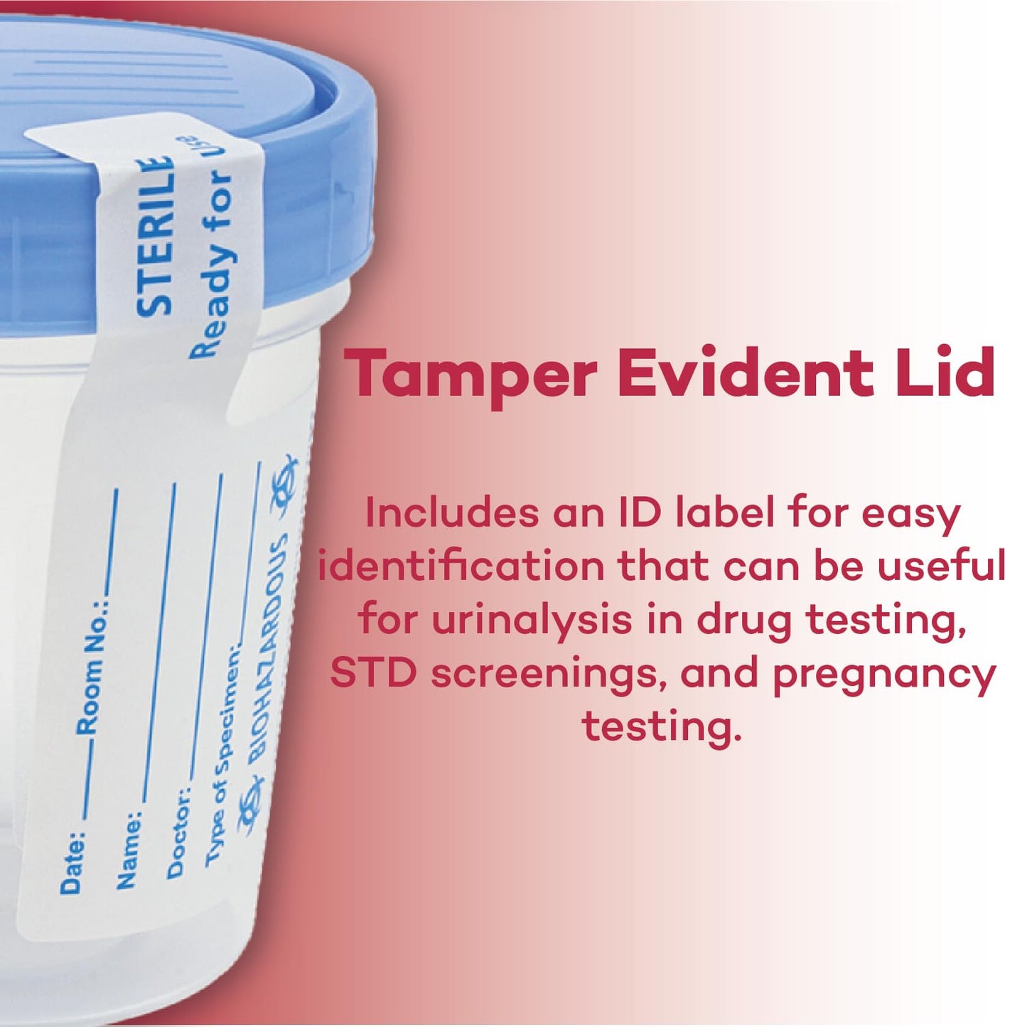 Dealmed Specimen Collection Containers Single Use Urine Specimen Cups, Screw on Leak Resistant Lid, Included ID Label, 4 oz, 10 Count